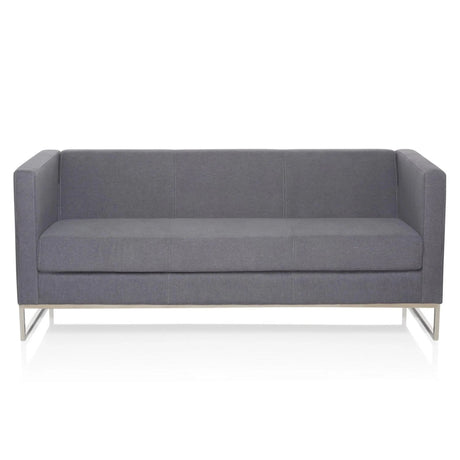 Donkergrijze lounge bank BARBADOS als driezitter met slank metalen frame van hjh OFFICE