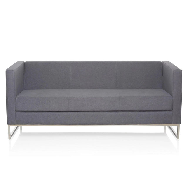 Donkergrijze lounge bank BARBADOS als driezitter met slank metalen frame van hjh OFFICE