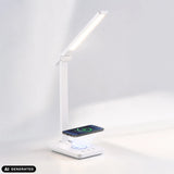 Witte Lumanova D1 bureaulamp met geïntegreerd laadstation van hjh OFFICE (AI-gegenereerde afbeelding)