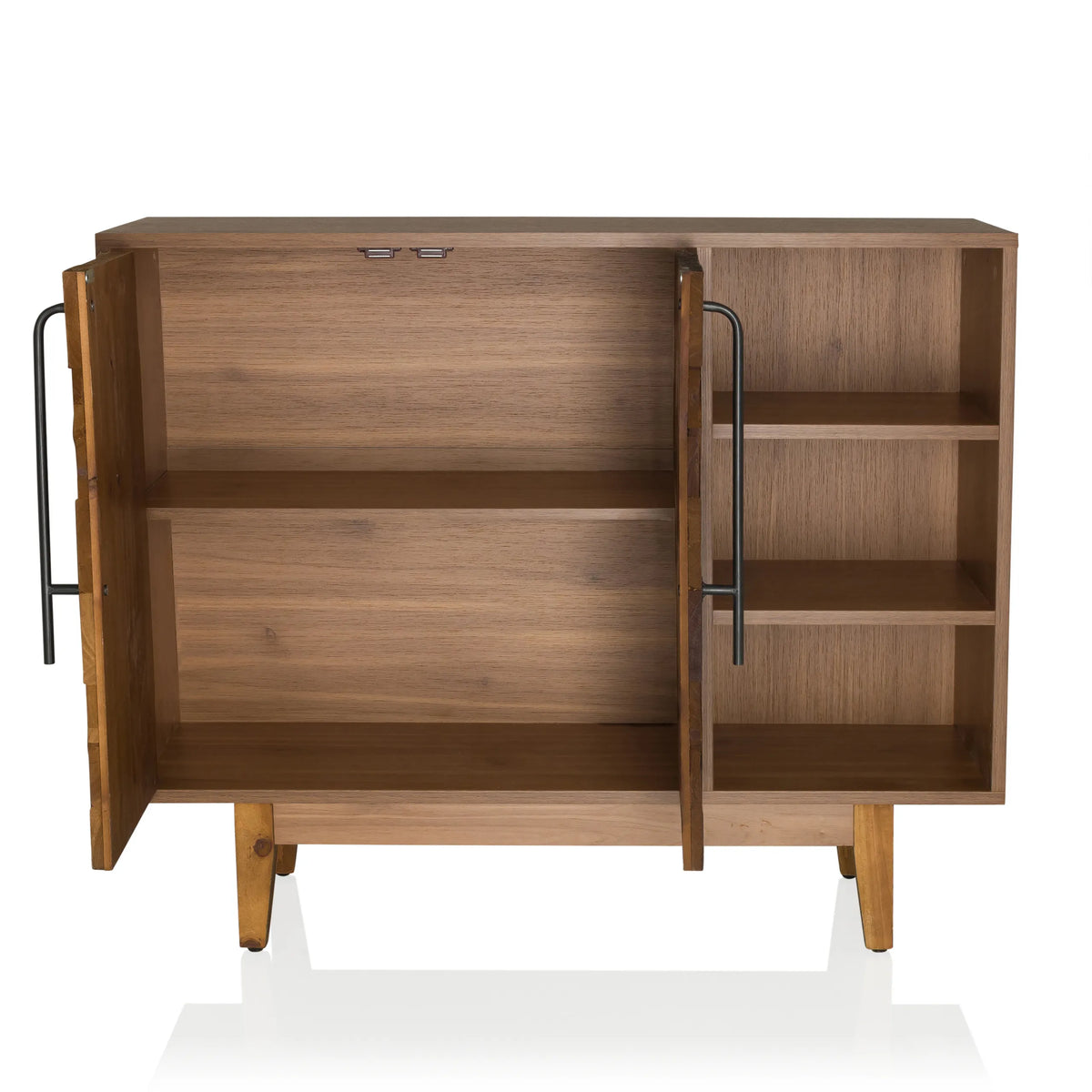 Open vak met planken van de SANTJAGO WOOD L commode in donkere houtoptiek van hjh LIVING