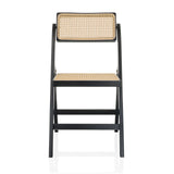 Zwarte Klapstoel TUDELA BAMBOO met bruine Weense vlechtzitting en -rugleuning van hjh LIVING – 360-gradenweergave (vooraanzicht 0°)