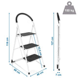 Maataansicht van de Klaptrap SOLID W2 met een hoogte van 118 cm en een draagvermogen van 150 kg van hjh OFFICE