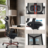 Verstelbare hoofdsteun, zitting en netrugleuning van de High end bureaustoel BICOLORE HIGH van hjh OFFICE