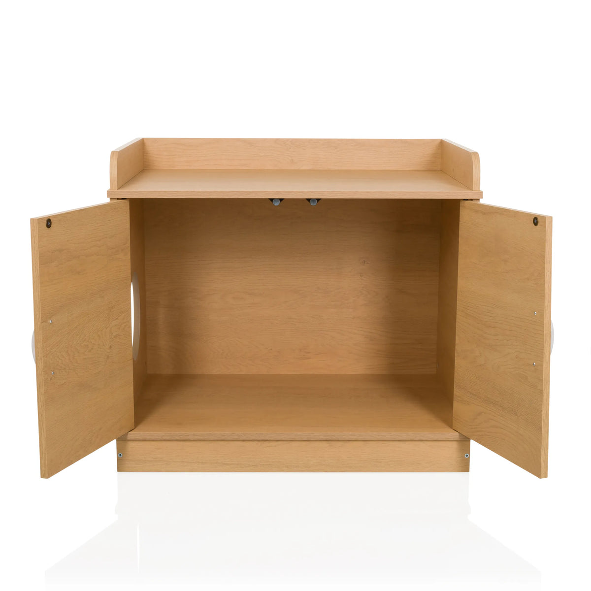 Open KITTYHOME 2 kattenhuis in beukenlook met twee deuren en een aflegplateau van hjh LIVING