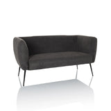 Grijze lounge bank HAYRIVER met slanke zwarte poten van hjh LIVING – 360-gradenweergave (vooraanzicht 15°)