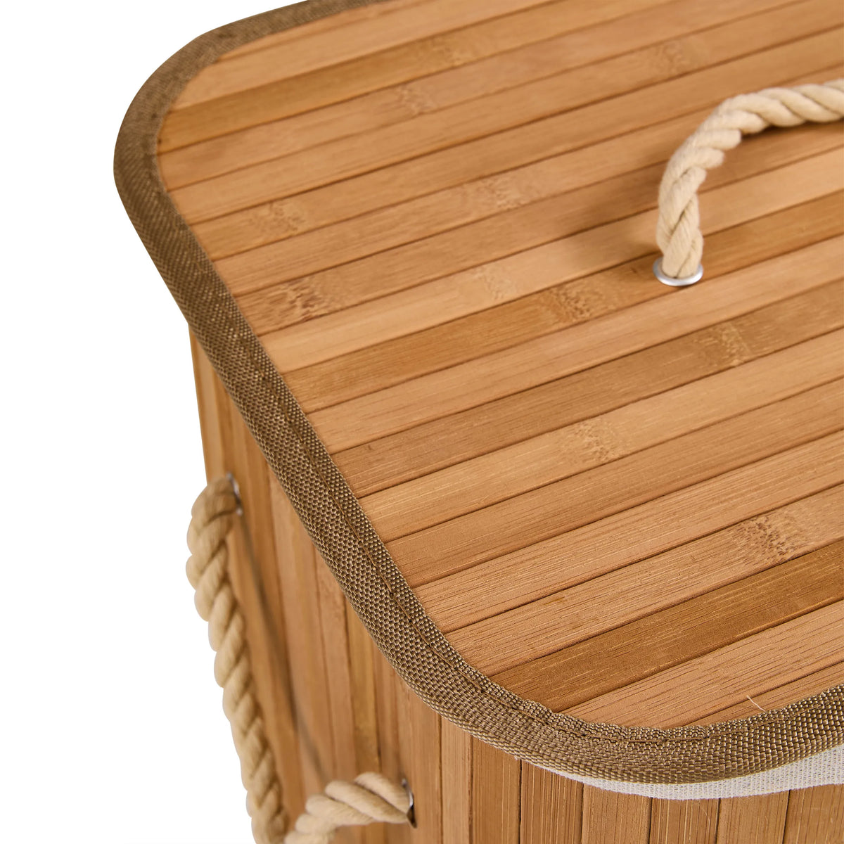 Bamboe deksel met touwgreep van de Falster 72 wasmand in bruin van hjh LIVING