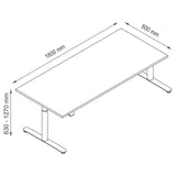 Technische Zeichnung des Schreibtischs XDLR 19 G mit 1800 x 800 mm von hjh OFFICE PRO