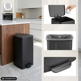 Zwarte Clean Step 4 prullenbak met voetpedaal, binnenemmer en vingerafdrukbeveiliging van hjh OFFICE (AI-gegenereerde afbeelding)