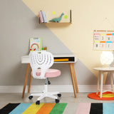 Kinder bureaustoel KIDDY TOP W met witte rugleuning en roze zitting van hjh OFFICE