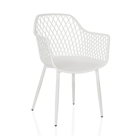 Witte Outdoor stoel BEGIO L met roosterachtige rugleuning en armleuningen van hjh LIVING