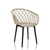Beige Shell-stoel BEGIO met netvormige rugleuning en zwarte poten van hjh OFFICE