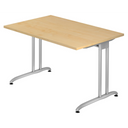Bureau BELA 12 S in esdoornoptiek met zilverkleurig metalen onderstel van hjh OFFICE PRO