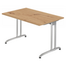 Bureau BELA 12 S in essen eiken met zilverkleurige metalen poten van hjh OFFICE PRO