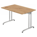 Bureau BELA 12 S in essen eiken met zilverkleurige metalen poten van hjh OFFICE PRO