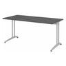 Bureau BELA 16 S in grafiet met een rechthoekig blad en zilverkleurige metalen poten van hjh OFFICE PRO