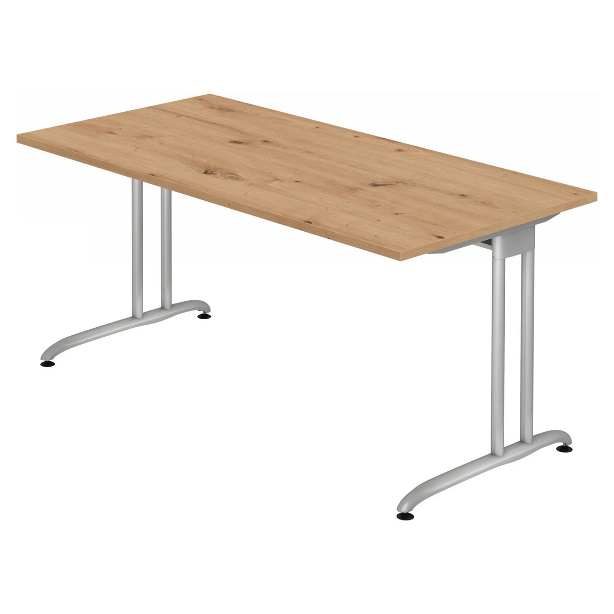 Bureau BELA 16 S met tafelblad in essen-eiken en zilverkleurig onderstel van hjh OFFICE PRO