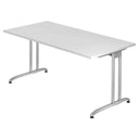 Wit BELA 16 S bureau met een rechthoekig tafelblad en zilverkleurige metalen poten van hjh OFFICE PRO