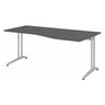 Bureau BELA 18 S in grafiet met gebogen tafelblad en zilverkleurige poten van hjh OFFICE PRO