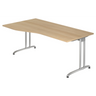 Bureau BELA 18 S in eikenhout-look met zilveren metalen poten van hjh OFFICE PRO