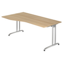 Bureau BELA 18 S in eikenhout-look met zilveren metalen poten van hjh OFFICE PRO