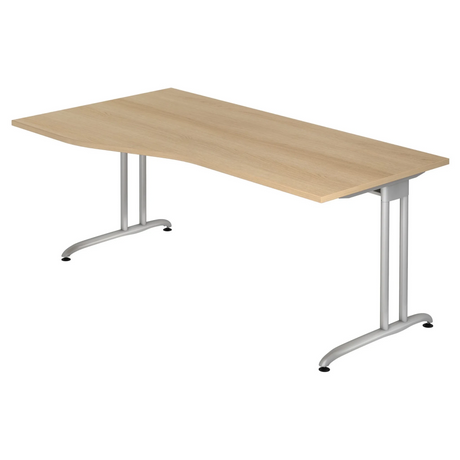 Bureau BELA 18 S in eikenhout-look met zilveren metalen poten van hjh OFFICE PRO
