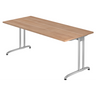 Bureau BELA 19 S met blad in walnoot-look en zilverkleurig onderstel van hjh OFFICE PRO