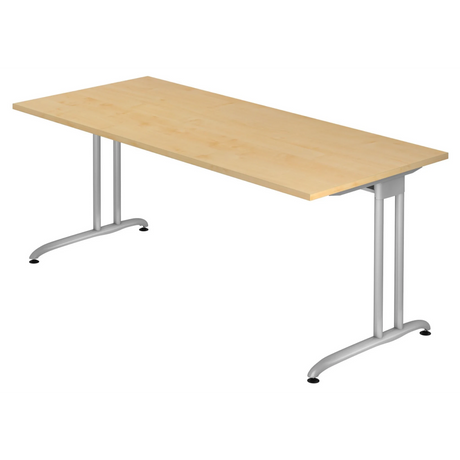 Bureau BELA 19 S in esdoornoptiek met zilverkleurig metalen frame van hjh OFFICE PRO
