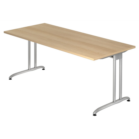 Bureau BELA 19 S met eikenkleurig tafelblad en zilverkleurig frame van hjh OFFICE PRO
