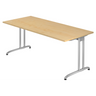 Bureau BELA 19 S in esdoornoptiek met zilverkleurig metalen frame van hjh OFFICE PRO