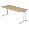 Bureau BELA 19 S met eikenkleurig tafelblad en zilverkleurig frame van hjh OFFICE PRO