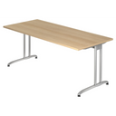 Bureau BELA 19 S met eikenkleurig tafelblad en zilverkleurig frame van hjh OFFICE PRO