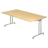Bureau BELA 2E S in esdoorn-look met zilverkleurig metalen frame van hjh OFFICE PRO