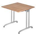 Bureau BELA 8 S met walnootkleurig bureaublad en zilveren C-onderstel van hjh OFFICE PRO