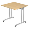 Bureau BELA 8 S met licht esdoornen blad en zilverkleurig metalen onderstel van hjh OFFICE PRO