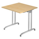 Bureau BELA 8 S met licht esdoornen blad en zilverkleurig metalen onderstel van hjh OFFICE PRO