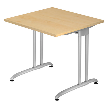Bureau BELA 8 S met licht esdoornen blad en zilverkleurig metalen onderstel van hjh OFFICE PRO