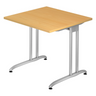 Bureau BELA 8 S met lichtbruin beukenblad en zilverkleurig metalen onderstel van hjh OFFICE PRO