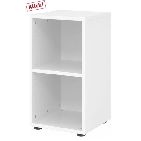 Witte BETA 9 stelling met twee open vakken en zwarte kunststof voetjes van hjh OFFICE PRO
