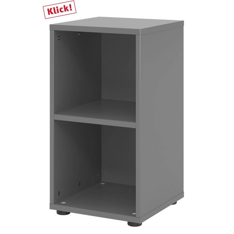Grafietkleurige plank BETA 9 met twee open vakken van hjh OFFICE PRO