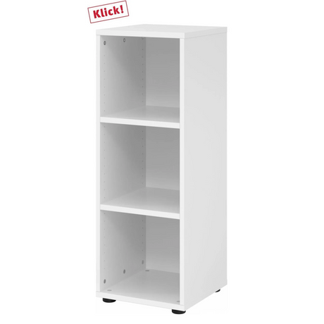 Witte kast BETA 9 met drie open vakken van hjh OFFICE PRO