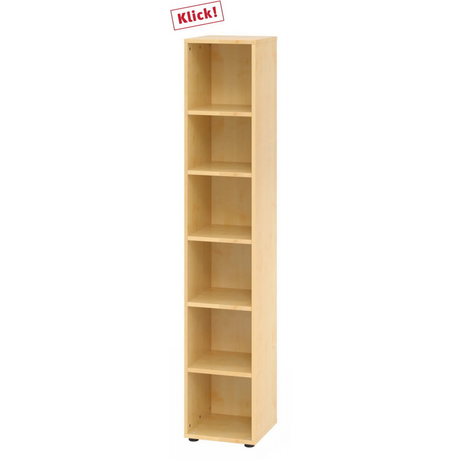 Kast BETA 9 van licht esdoornhout met vijf planken en zes open vakken van hjh OFFICE PRO