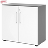 Tweedeurs kast BETA 9 in grafiet en wit met zilverkleurige handgrepen van hjh OFFICE PRO