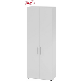 Grijze kast BETA 9 met twee deuren en zilverkleurige grepen van hjh OFFICE PRO
