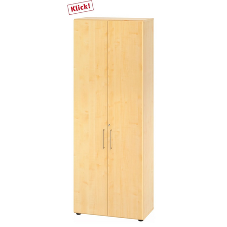 Tweedeurs kast BETA 9 in esdoornlook met twee zilverkleurige handgrepen van hjh OFFICE PRO