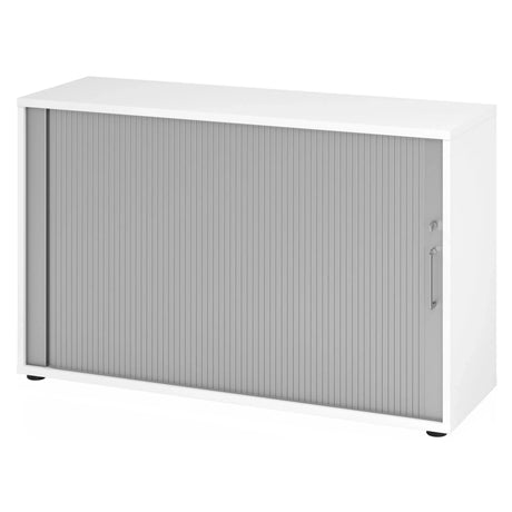 Witte rolluikast BETA R 1732S met grijze rolluikfront en metalen handgreep van hjh OFFICE PRO