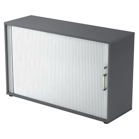 Grafietkleurige rolluikkast BETA R 1732S met chromen metalen handgreep van hjh OFFICE PRO