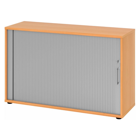Rolluikkast BETA R 1732S in beukenlook met grijs rolluik en metalen handgreep van hjh OFFICE PRO