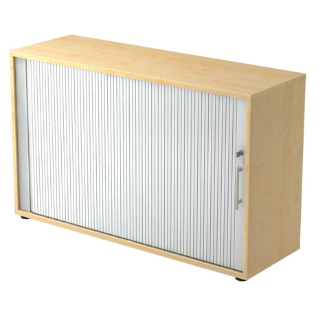Rolluikschrank BETA R 1732S in esdoornoptiek met wit kunststof rolluik en relinggreep van hjh OFFICE PRO