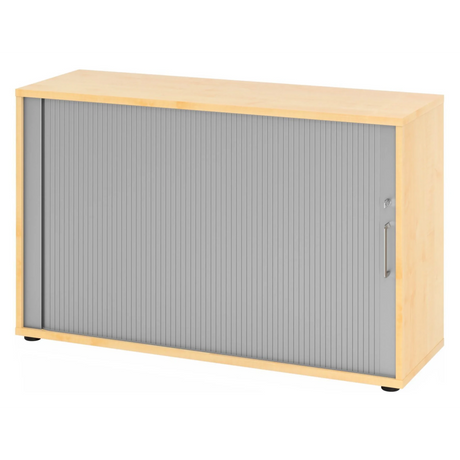 Rolluikkast BETA R 1732S in esdoornlook met grijze rolluikfront en metalen handgreep van hjh OFFICE PRO