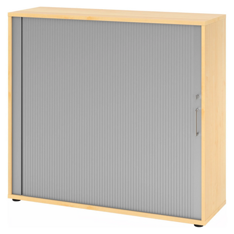 Rolluik kast BETA R 1733S in esdoornlook met grijs rolluik en metalen handgreep van hjh OFFICE PRO